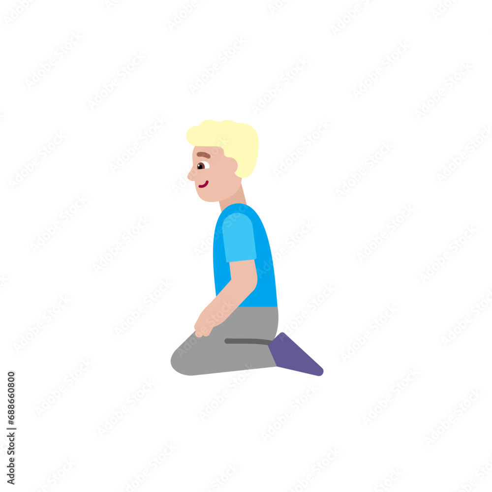 Man Kneeling: Medium-Light Skin Tone Man Kneeling: Medium-Light Skin Tone