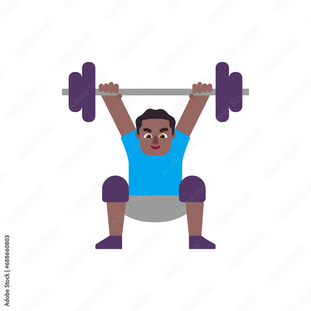 Man Lifting Weights: Medium-Dark Skin Tone Man Lifting Weights: Medium-Dark Skin Tone