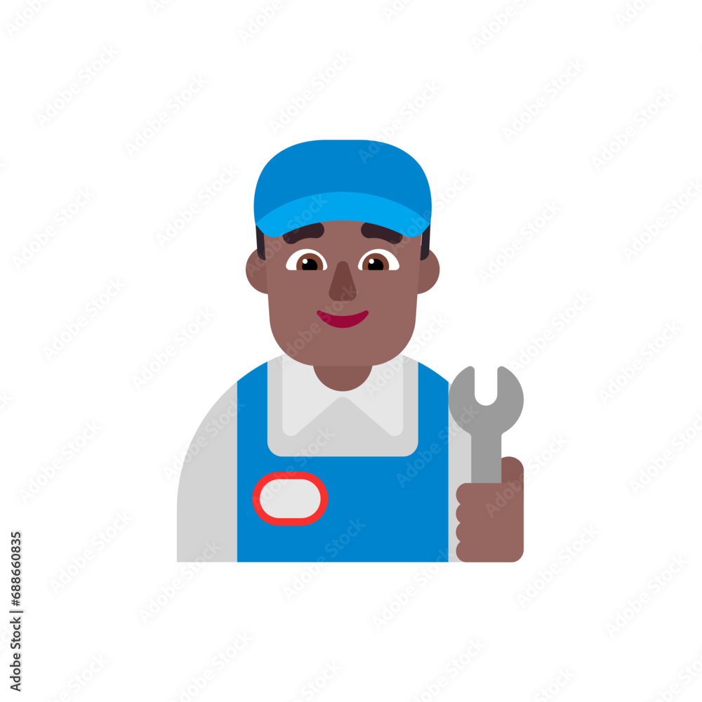 Man Mechanic: Medium-Dark Skin Tone Man Mechanic: Medium-Dark Skin Tone