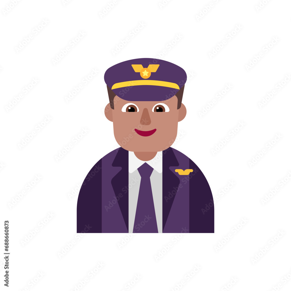 Man Pilot: Medium Skin Tone