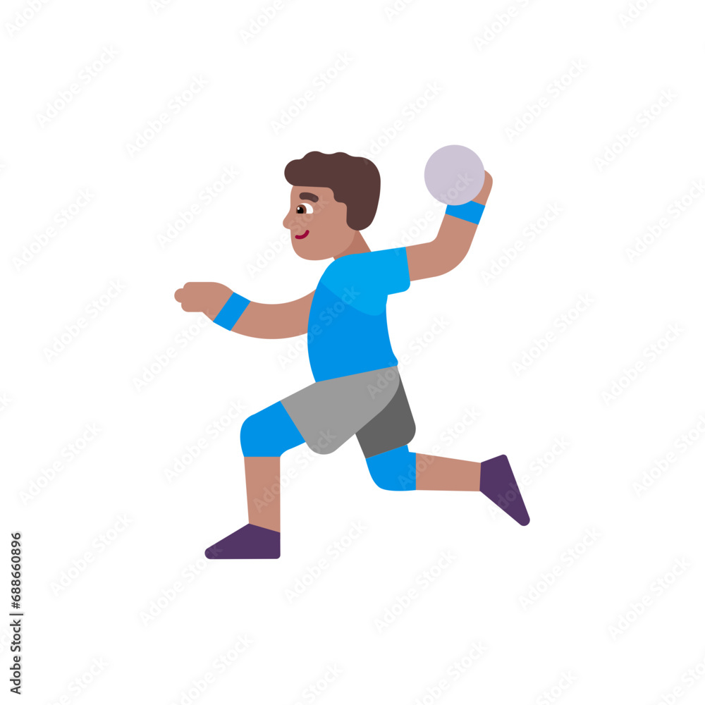 Man Playing Handball: Medium Skin Tone Man Playing Handball: Medium Skin Tone