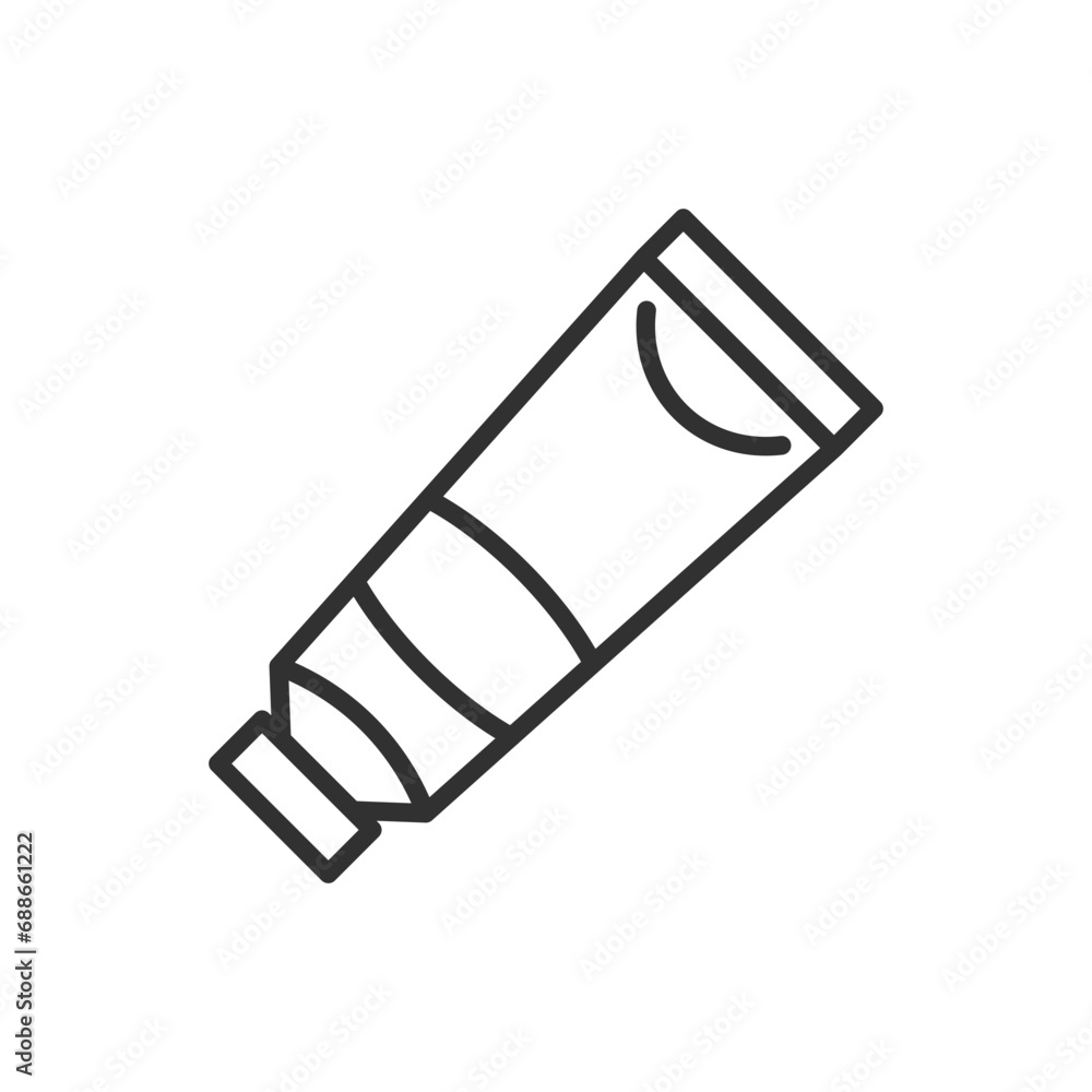 Paints in a tube, linear icon. Line with editable stroke Paints in a tube, linear icon. Line with editable stroke