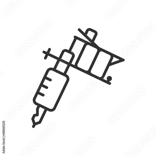 Tattoo machine, linear icon. Line with editable stroke