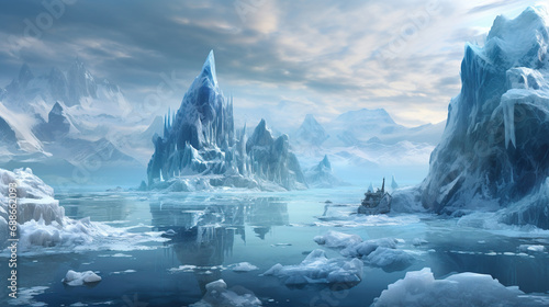 frozen Landscape. Generative Ai © Shades3d