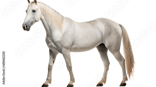 A white horse with a black background  isolated on transparent or white background