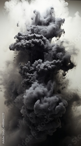 Dusty clouds fall out of black ink, dark foggy cloud © leriostereo