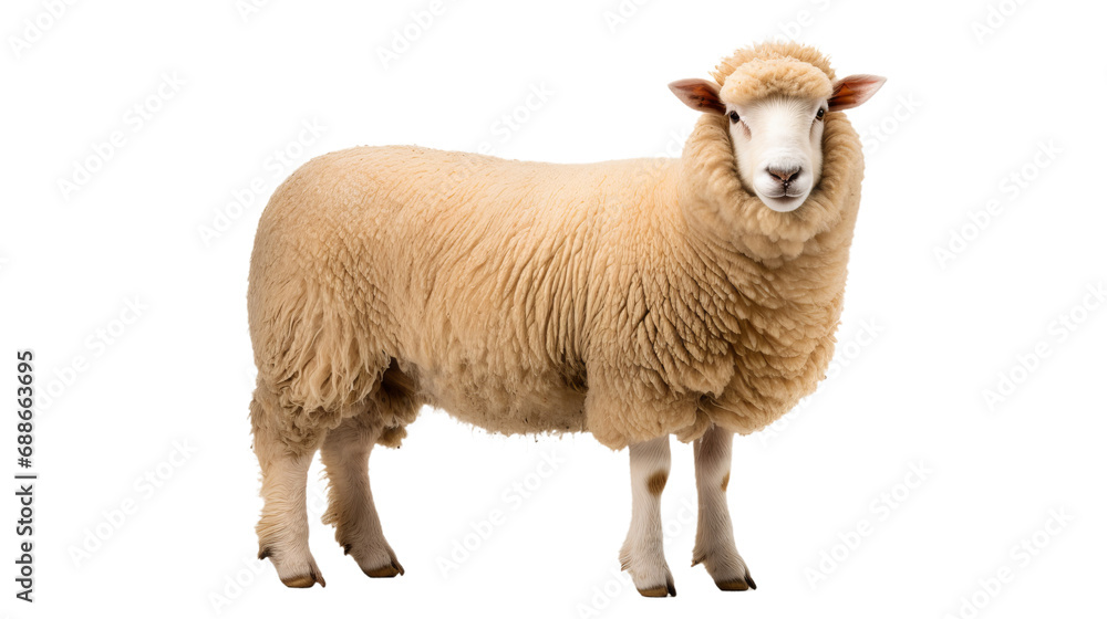 A sheep standing on a black background, isolated on transparent or white background A sheep standing on a black background, isolated on transparent or white background