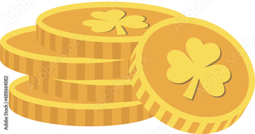 St. Patrick's Day Gold Coins Isolated