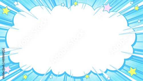 バナー用背景　青・水色・吹き出しと集中線ver.