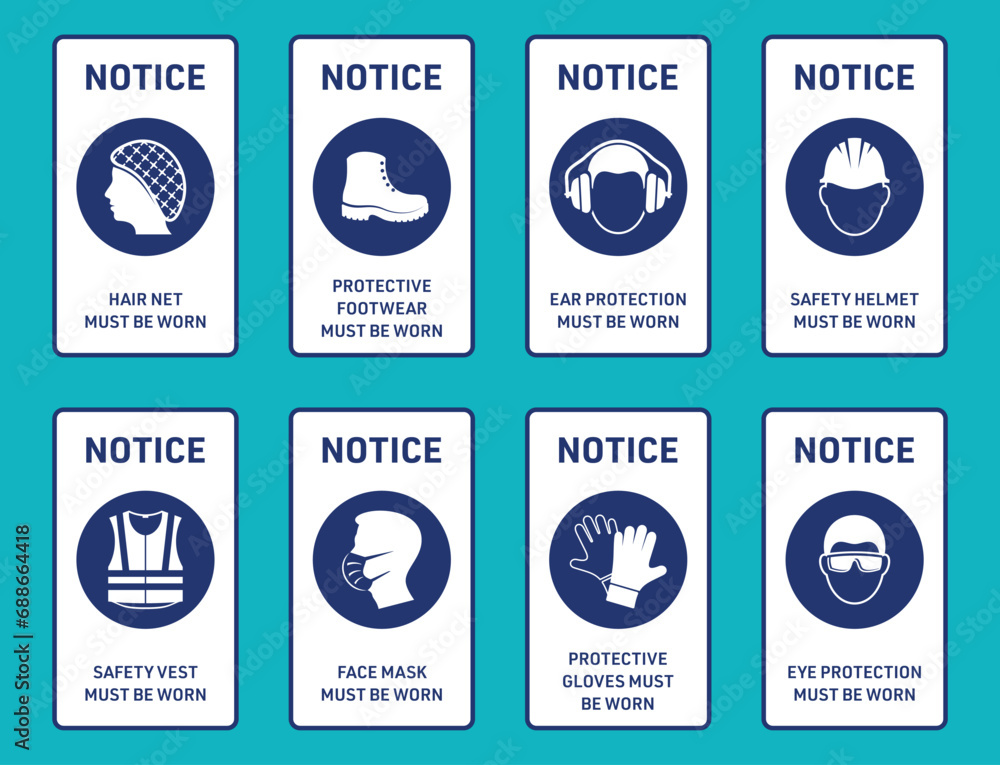 Vector health and safety sign label collection