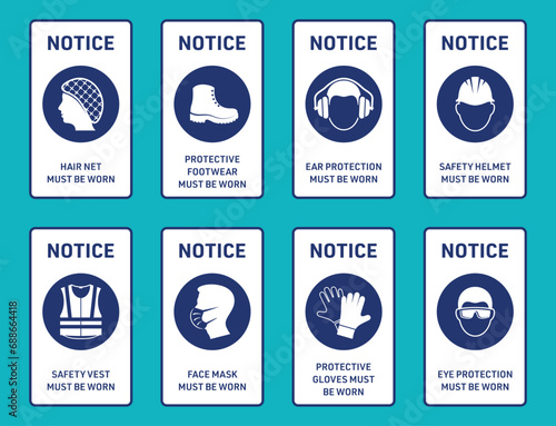 Vector health and safety sign label collection