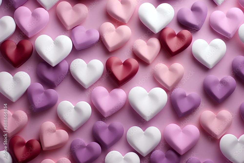 Bunch of pink hearts, a romantic background for Valentine's day, hearts that create a festive atmosphere.