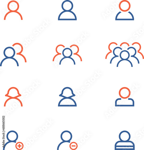 People icons in modern simple flat and lines design. People vector icon, isolated on white background