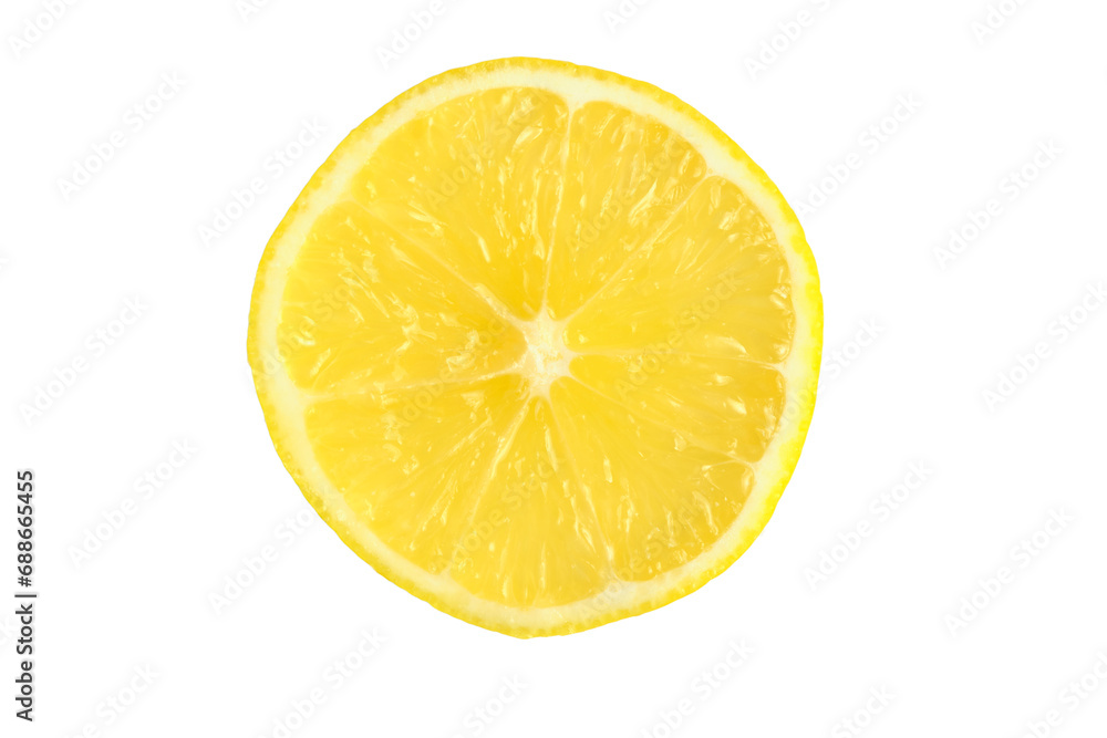 Slice of juicy yellow lemon on white background. Slice of juicy yellow lemon on white background.