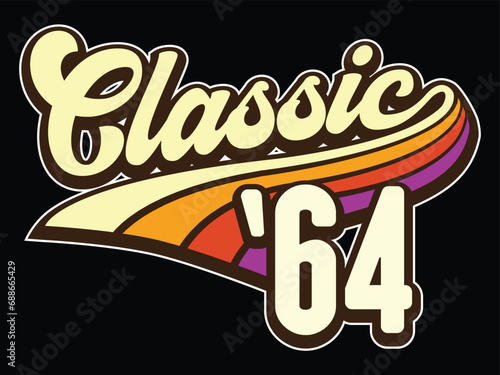 Classic 1964 60th Birthday vector illustration for shirt and birthday gift for her and for him. 80s retro style graphic.