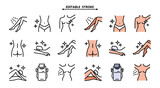 Laser hair removal icons. Laser epilation line icons