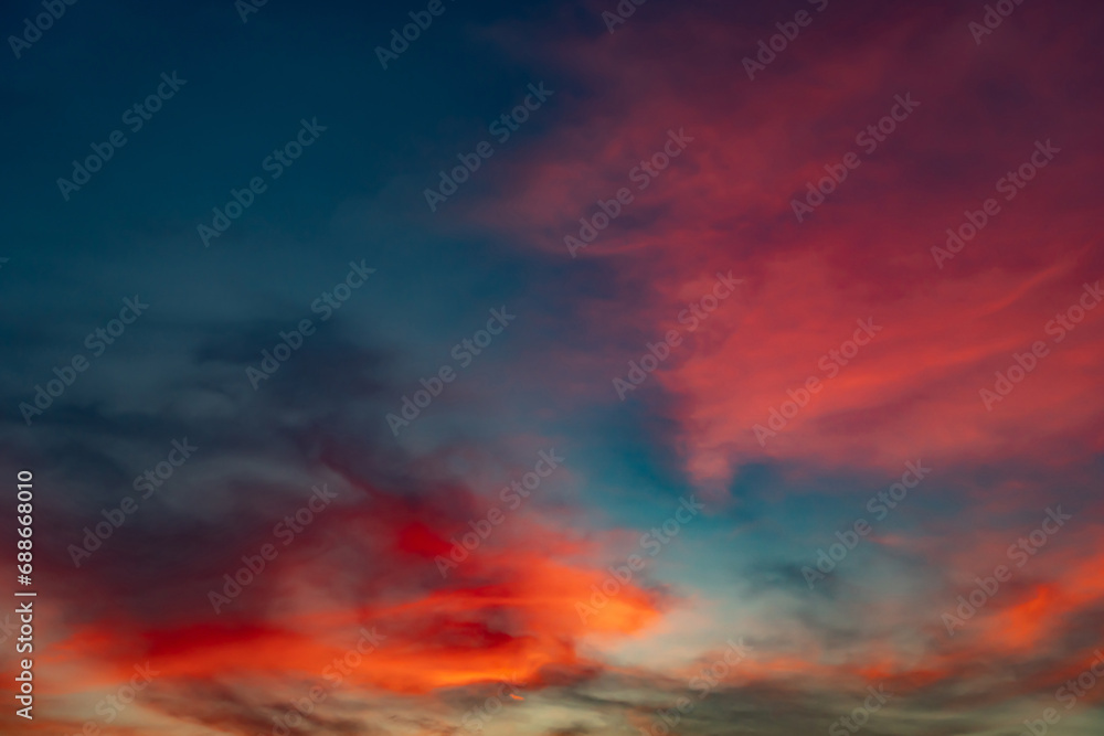 Sunrise / sunset sky with gentle colorful clouds for backgroud and concepts