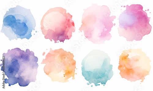 Background with watercolor circular brush strokes in multiple colors photo