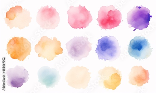 Background with watercolor circular brush strokes in multiple colors