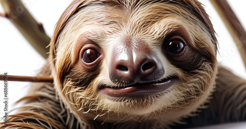 sloth on white background photo