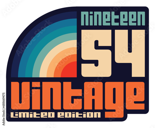 80s retro style 70th Birthday born in 1954 vintage vector illustration for shirt and birthday gift for her and for him.