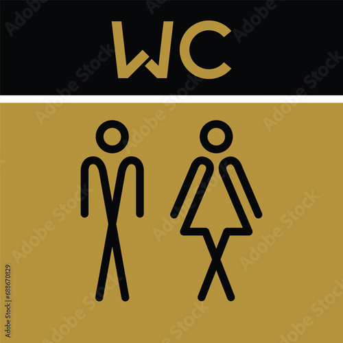 WC sign Vector EPS Flat Artwork for Sign Design, Flat icon, Web and digital designs, Industrial, Mall door, Rest room signage. 