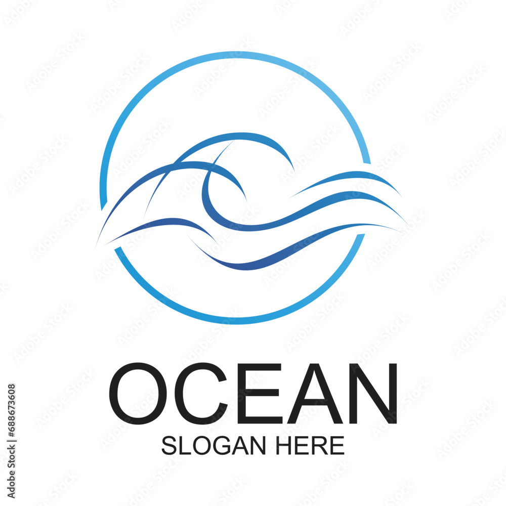 Ocean logo design simple concept Premium Vector Ocean logo design simple concept Premium Vector