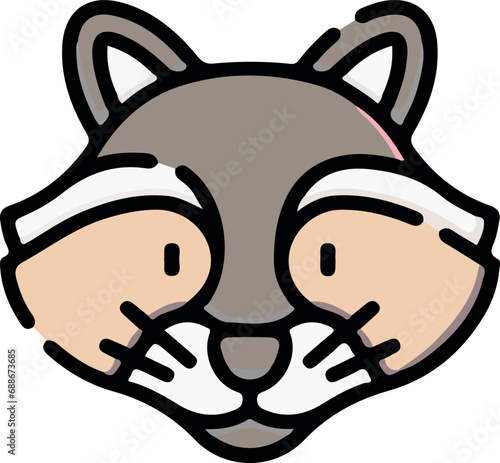 Vector illustration of animal faces with cute style.