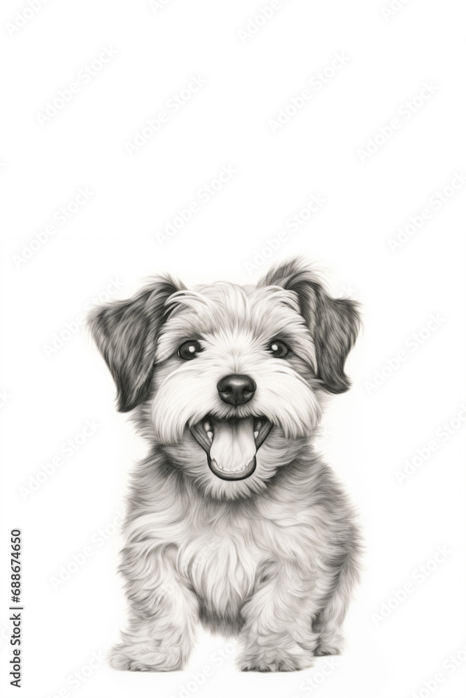 Drawing portrait of yorkshire dog isolated on white background, copy space for text Drawing portrait of yorkshire dog isolated on white background, copy space for text