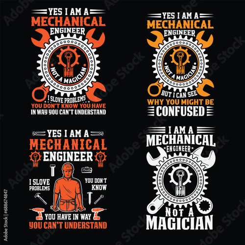 Vector illustration for Mechanical Engineering t shirt design, Mechanical engineers t shirt design bundle