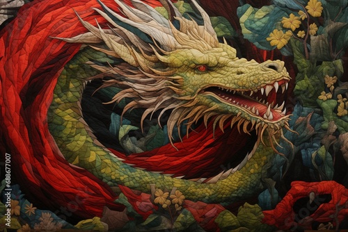 Dragon quilting fabric texture tapestry photo