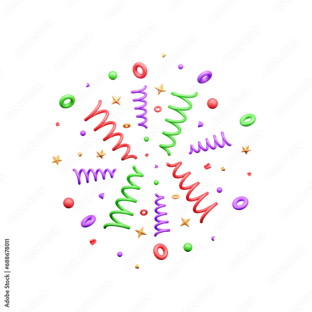 3d cartoon style party poppers with flying confetti ui icon 3d cartoon style party poppers with flying confetti ui icon