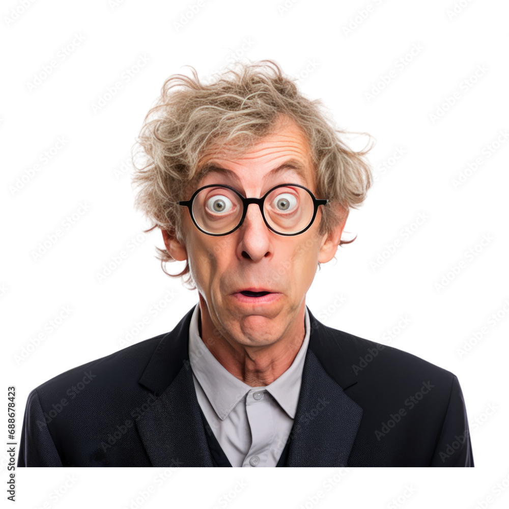 The shocking face of man cutout,surprise face. Clipart Isolated on white and transparent background The shocking face of man cutout,surprise face. Clipart Isolated on white and transparent background