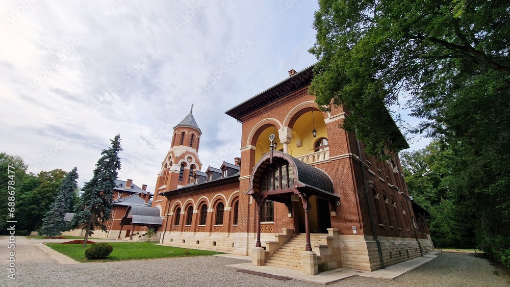The Episcopal Palace at Curtea de Arges, Romania, the former summer residence of King Carol I.