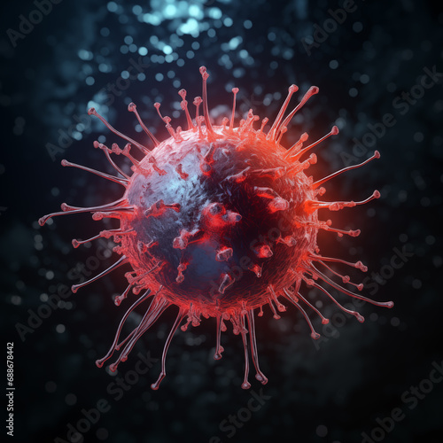 CGI Interpretation of an evil dark red cancer cell.