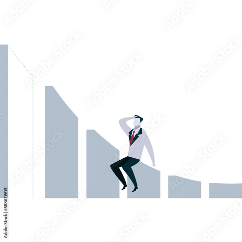 Businessman on money economy graph vector icon