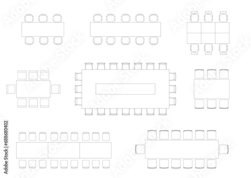 furniture icon interior plan view, top set vector. architecture house table line, home, outline, apartment, collection, isolated, layout, design, project, blueprint. 