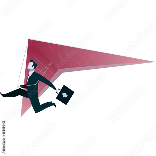 Business icon flat vector business man flying