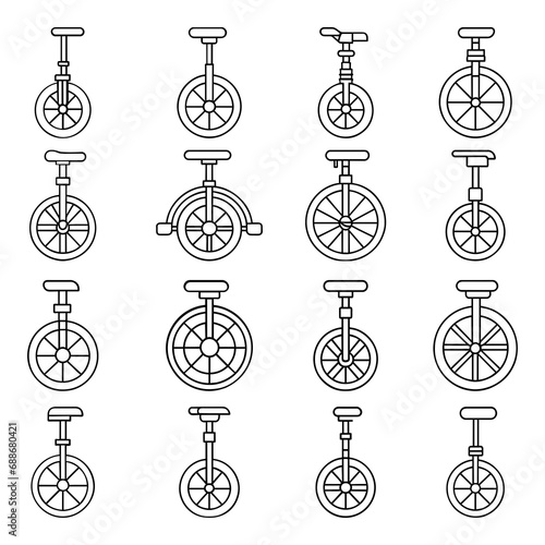 Set of unicycle icon. Pictogram vector design.