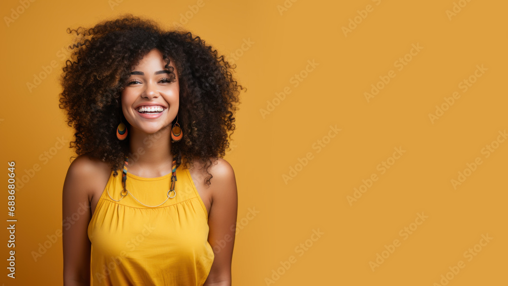 Afro-american woman model wearing a yellow sundress isolated on pastel Afro-american woman model wearing a yellow sundress isolated on pastel