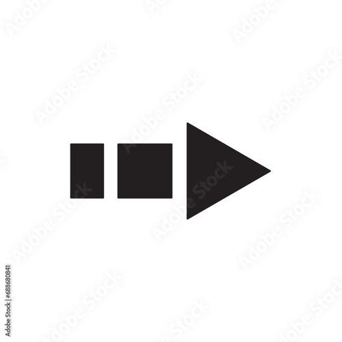 Continue vector icon, black arrow pointing to the right 