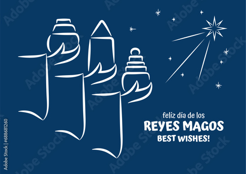 Abstract hands of 3 kings with gifts from nativity scene illustration