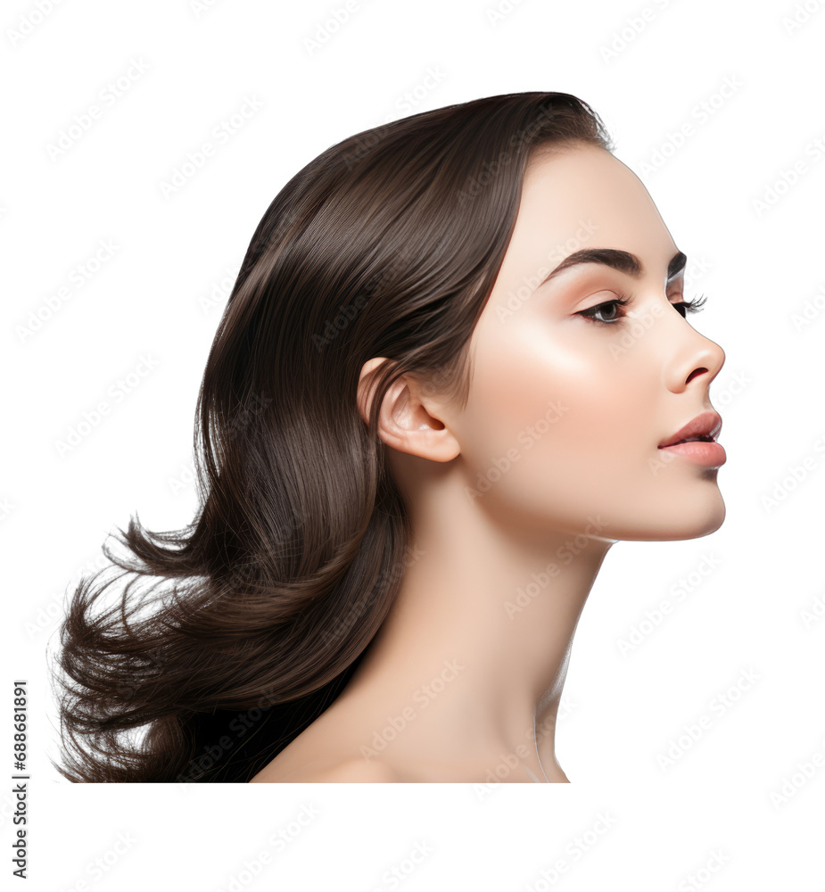 Naklejka premium Side view of the lady, Confidence women clipart,beautiful nose surgery,Isolated on white and transparent background