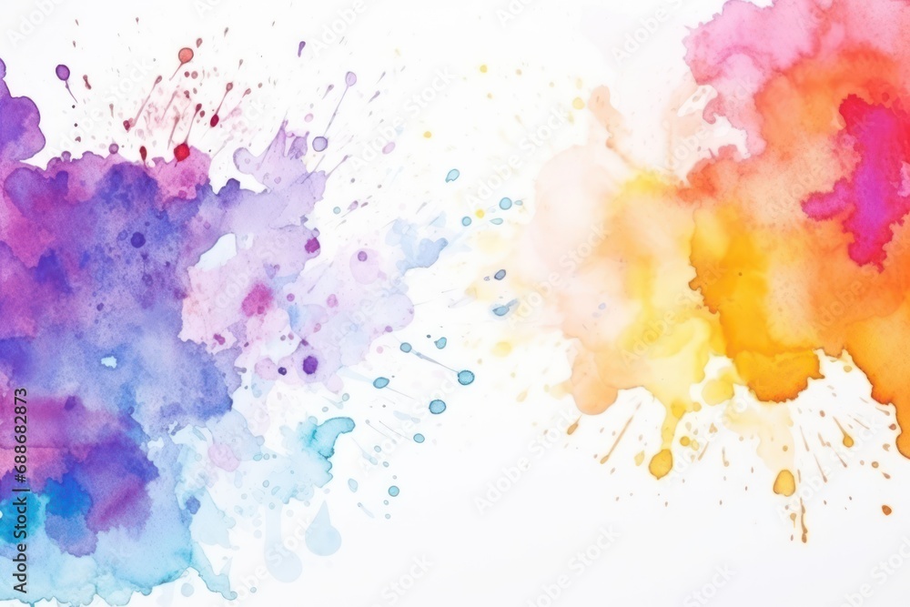 Colorful Watercolor Splashes Background.  Abstract Art with Textured Grunge Elements on Paper.