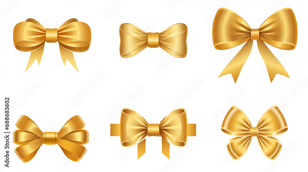 set of gold bow ribbons
