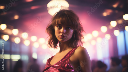 Portrait of a beautiful woman in a night club