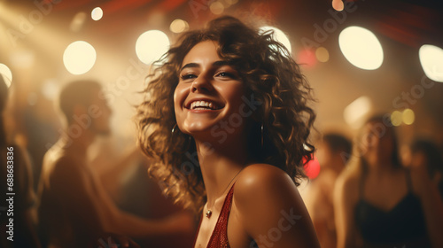 Glamorous woman dancing at nightclub