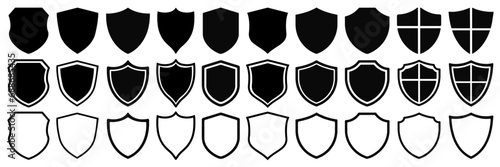 Shields icon set. Collection of security shield icons.  Protect shield vector