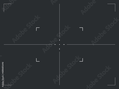 Digital video camera viewfinder. Photo focusing grid vector template