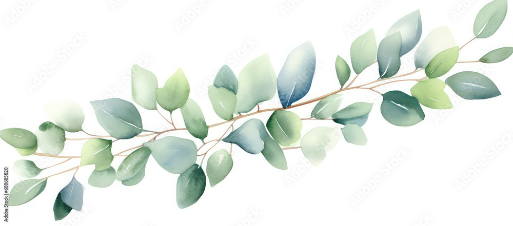 Spring watercolor leaf background tree plant nature decorative green floral illustration botanical design